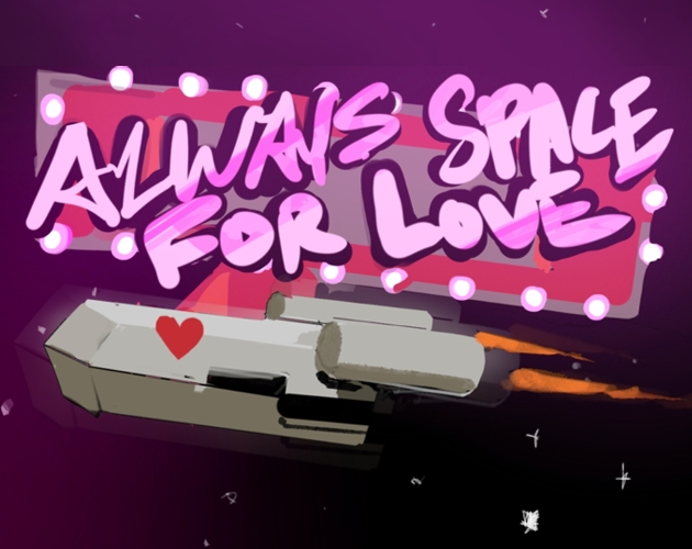 The cover for There's Always Space for Love, feautring the spaceship that the game takes place in and the game's title.